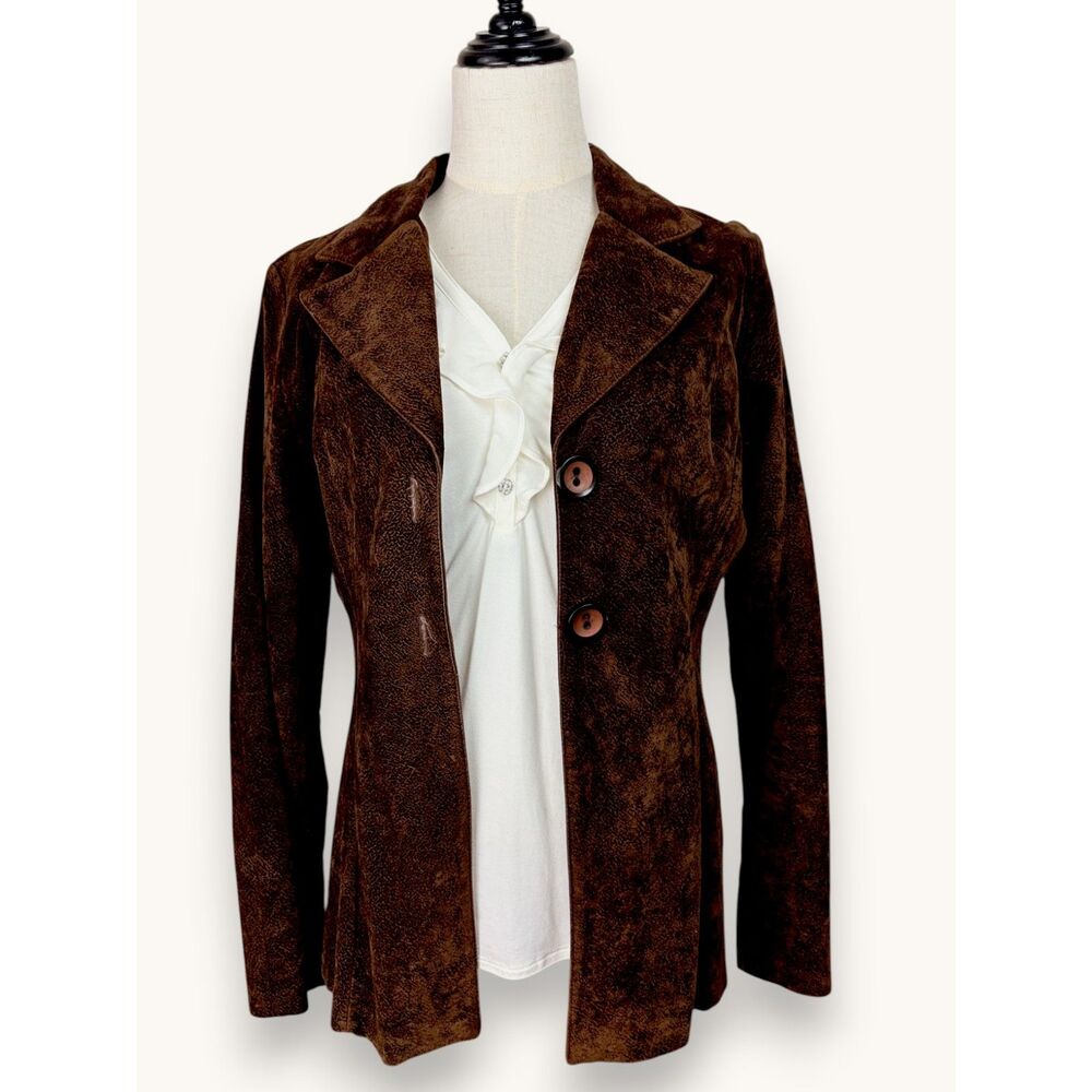 Vintage Patty USA Brown Velvet Velour Fitted Jacket Retro 70s Western Boho - Picture 2 of 7